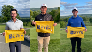Players hold pin flags after earning exemption into RBC Canadian Open field / Golf Canada